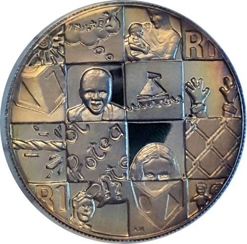 1998 Silver R1 year of the Child. In Blue SA Mint box. Proof mintage 1999