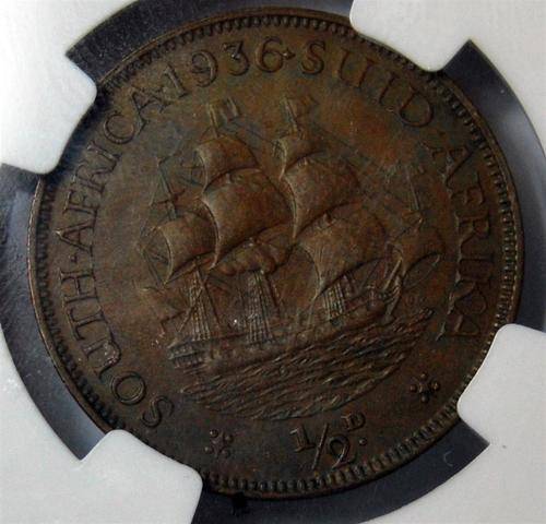 LATE ENTRY. 1936 HALF PENNY AU58BN . NGC. EF CAT VAL R750 POP 9