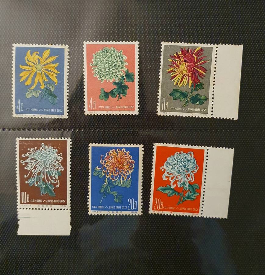 1960-1961 CHINA PEOPLES REP. FLOWERS - CHRYSANTHEMUMS FULL SET OF STAMPS