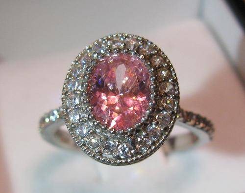 Late entry!!  Stunning genuine pink/white topaz ring in solid .925 silver