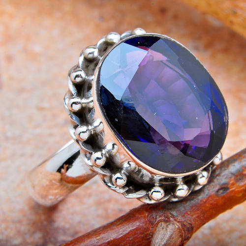 Stunning genuine dark amethyst ring in .925 sterling silver