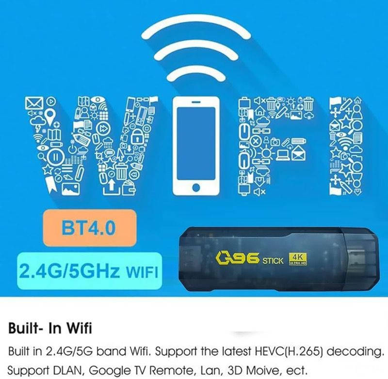 Q96 Android TV Stick 8G Ram + 128GB Rom