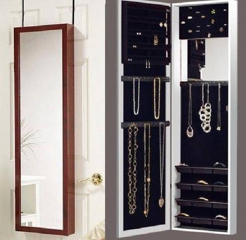 Hanging Jewellery Storage Cabinet with Full Length Mirror (for wall and door)