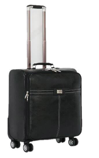 Faux Leather Trolley Travel Cabin Laptop Briefcase Luggage Bag - Black  [Second Hand]