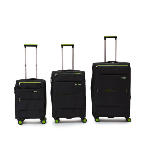 Hazlo 3 Piece Nylon Trolley Luggage Bag Set - Blue or Black