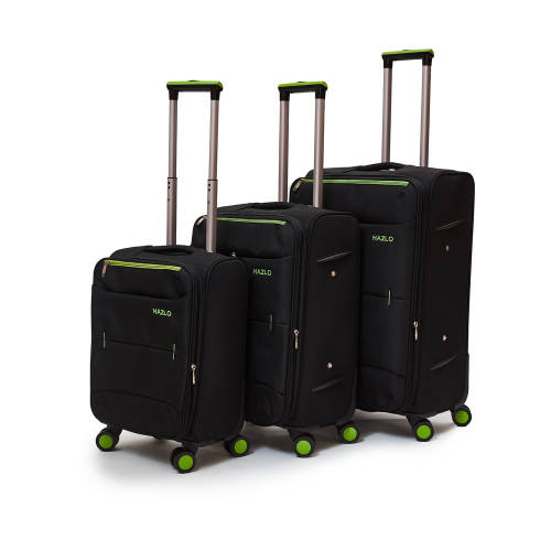 Hazlo 3 Piece Nylon Trolley Luggage Bag Set - Blue or Black