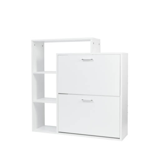 Two Compartment Shoe Storage Cabinet With 3 Display Shelves - Full White [Second Hand]