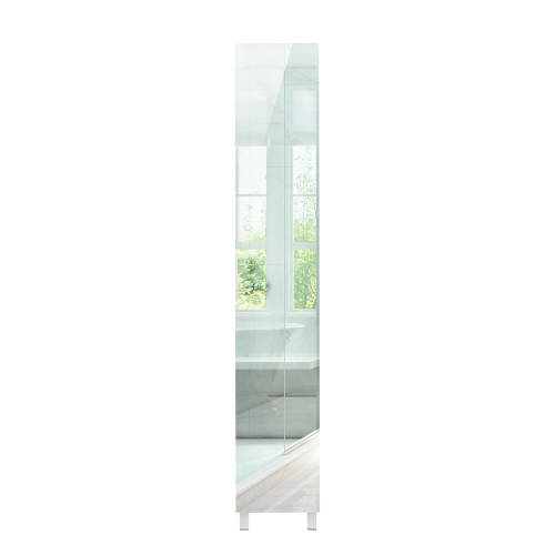 Floor Standing Mirrored Bathroom Cabinet with 6 Shelves - White [Second Hand]
