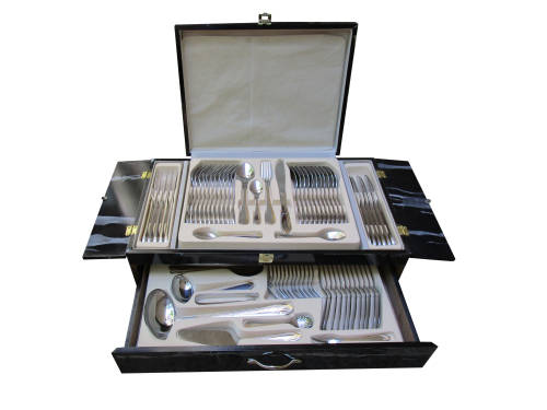 84 Piece Stainless Steel Cutlery Set And Wooden Case (Please Read)