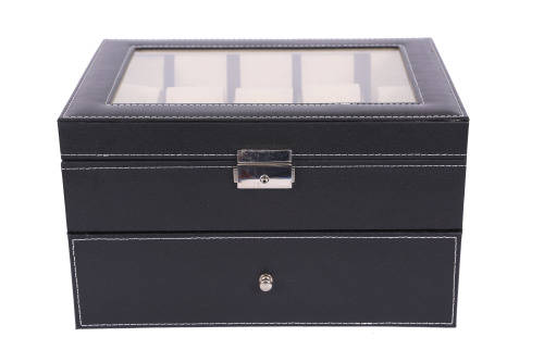 Hazlo PU Leather Watch Display Storage Case Box Organizer - 20 Grid Compartment