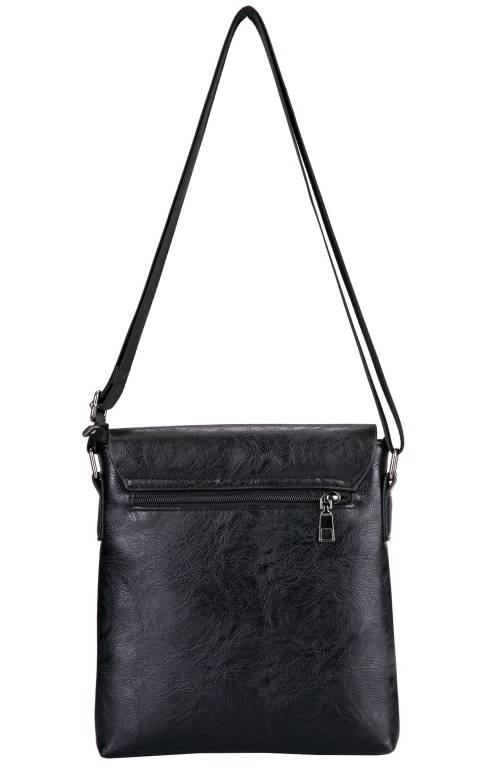 Faux Leather Shoulder Sling Bag - Black