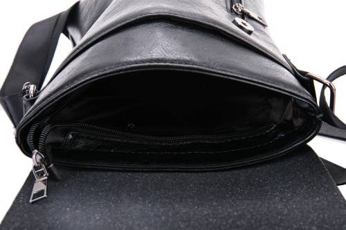 Faux Leather Shoulder Sling Bag - Black