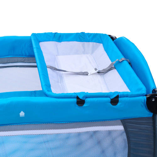Baneen Baby Cot Crib with Diaper Changer,Net,Toys,Canopy,Wheels & Game Entrance - Blue (Second hand)