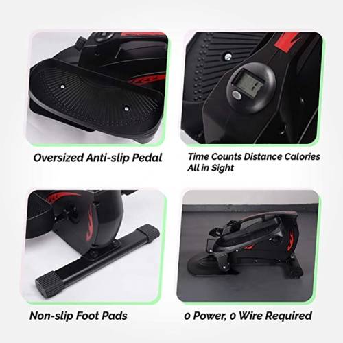 Zoolpro Elliptical Cycle Pedal Electric Resistance Exercise Trainer with Display Monitor  Black Red