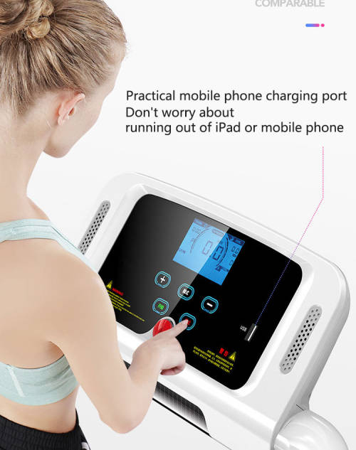 Motorized Exercise Workout Running Electric Treadmill Machine  White and Black