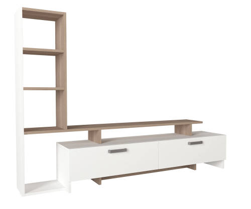 Hazlo Simal Tv Unit Plasma Stand 4 Display Shelves Bookcase White and Corboda
