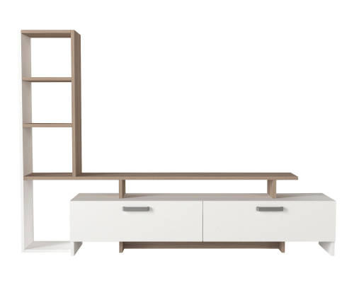 Hazlo Simal Tv Unit Plasma Stand 4 Display Shelves Bookcase White and Corboda