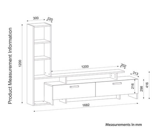 Hazlo Simal Tv Unit Plasma Stand 4 Display Shelves Bookcase White and Corboda