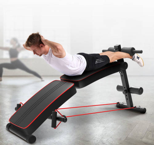 Zoolpro Multi-Function Adjustable Ab Bench w/ Resistance Bands - Black