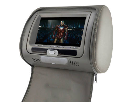 Dakoyo Unversal 2x7` LCD Car Pillow Headrest Monitors w/ DVD Player - Grey