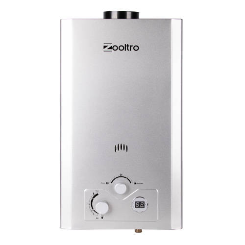 Zooltro Indoor Outdoor Instant LP Gas Water Heater w/ LCD Display  12l - Silver