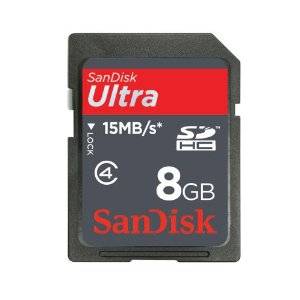 sd card sandisk ultra high capacity 8GB card - 15mb/s