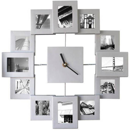Family Photo Clock - Silver (Yuppie Gadgets)