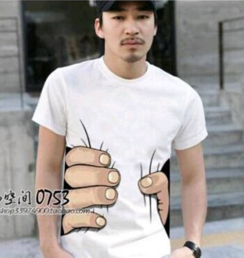 Men's 3D Big Hand Printed T-Shirt (Medium)