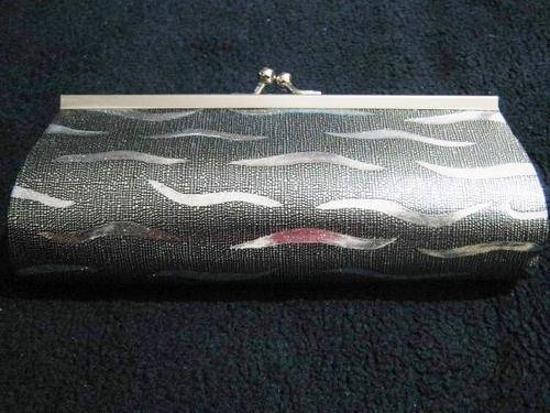 STUNNING SILVER & BLACK CLUTCH BAG