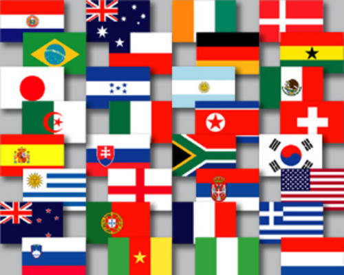 ALL 32 FLAGS OF THE 2010 WORLD CUP COUNTRIES ON A BUNTING EACH FLAG 21CM X 14CM