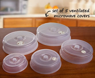 Ventilated Nesting MICROWAVE COVERS -----Set of 5