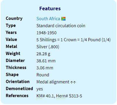1949 5 SHILLINGS / 80% SILVER