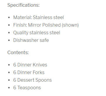 24 PIECE STAINLESS STEEL CUTLERY SET