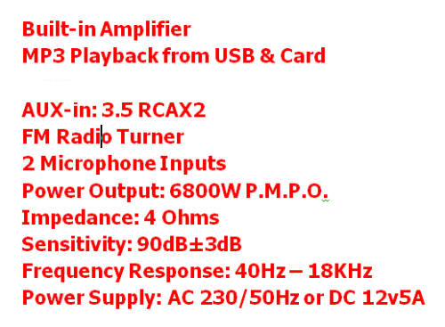 6800W PMPO OMEGA SPEAKER SYSTEM / SELF AMP