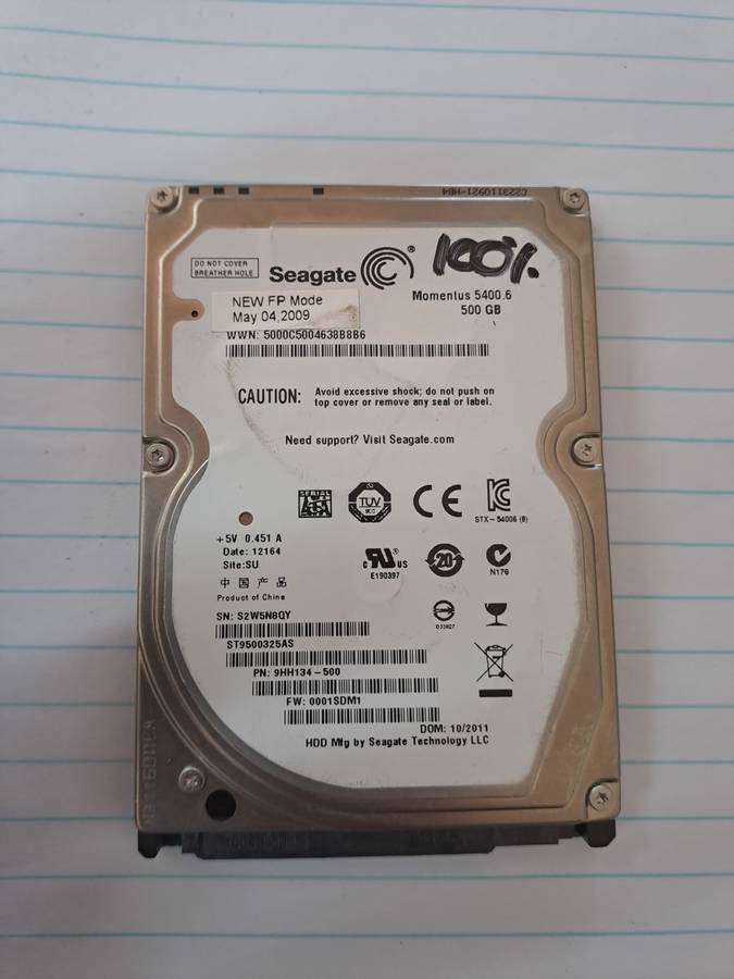 Seagate ST9500325AS 500GB 2.5` Hard drive
