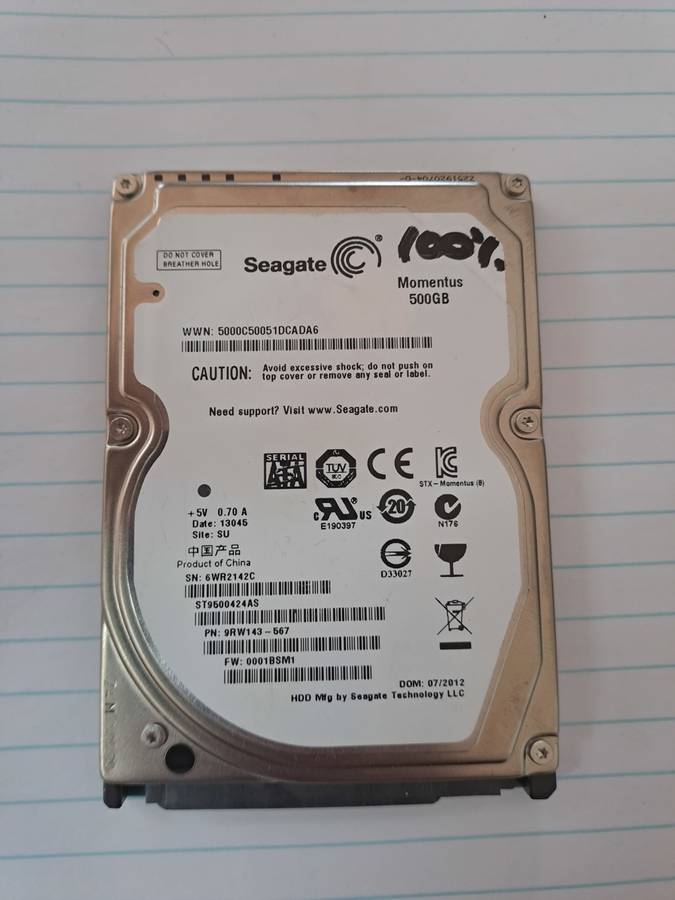 Seagte ST9500424AS 500GB 2.5` Hard Drive