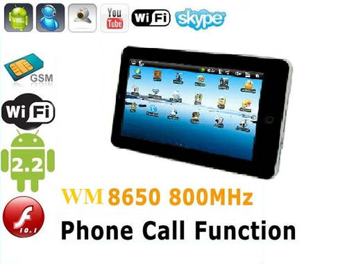 7" Google Android 2.2 Phone Tablet PC, GSM, WIFI, Camera,2G , External 3G !MAKE AND RECEIVE CALLS!
