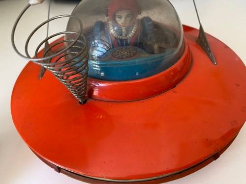 Antique Tin-Plate 1960s Flying Saucer (Yoshiya - Made in Japan)