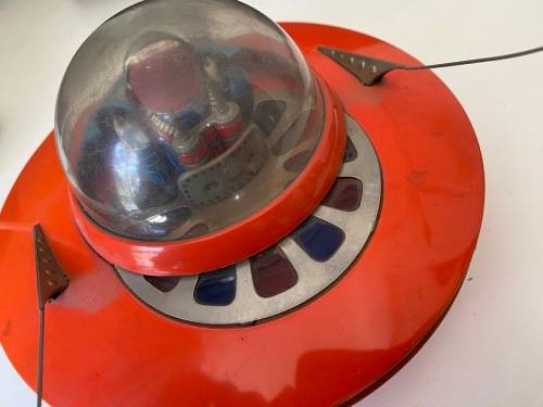 Antique Tin-Plate 1960s Flying Saucer (Yoshiya - Made in Japan)