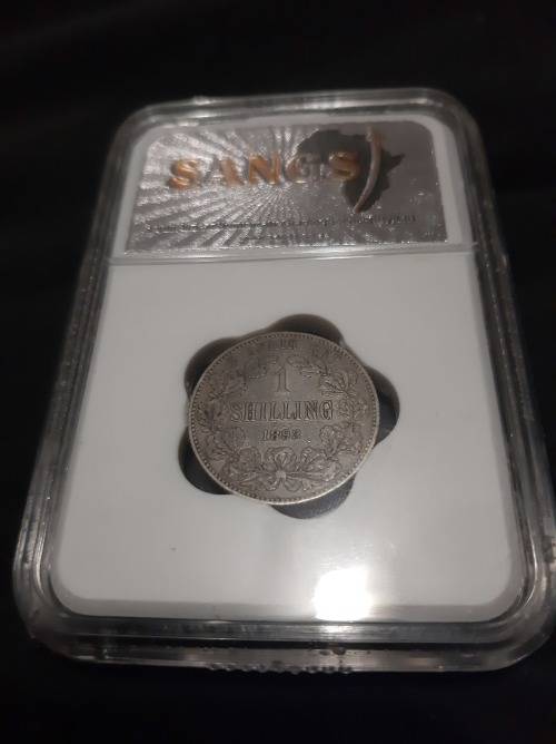 1893 One Shilling graded XF40 VF. Herns value R15 000