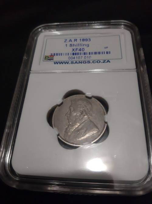 1893 One Shilling graded XF40 VF. Herns value R15 000
