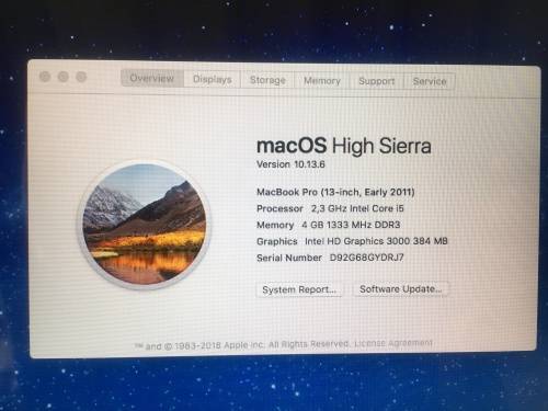 Apple MACBOOK Pro 13 Early 2011