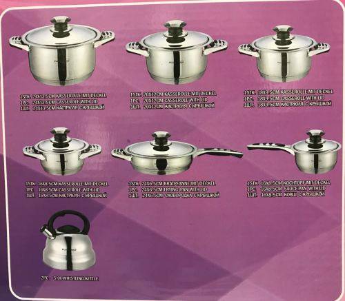 FUJISTAR 14 Pieces Stainless Steel Cookware Set (READ DESCRIPTION)