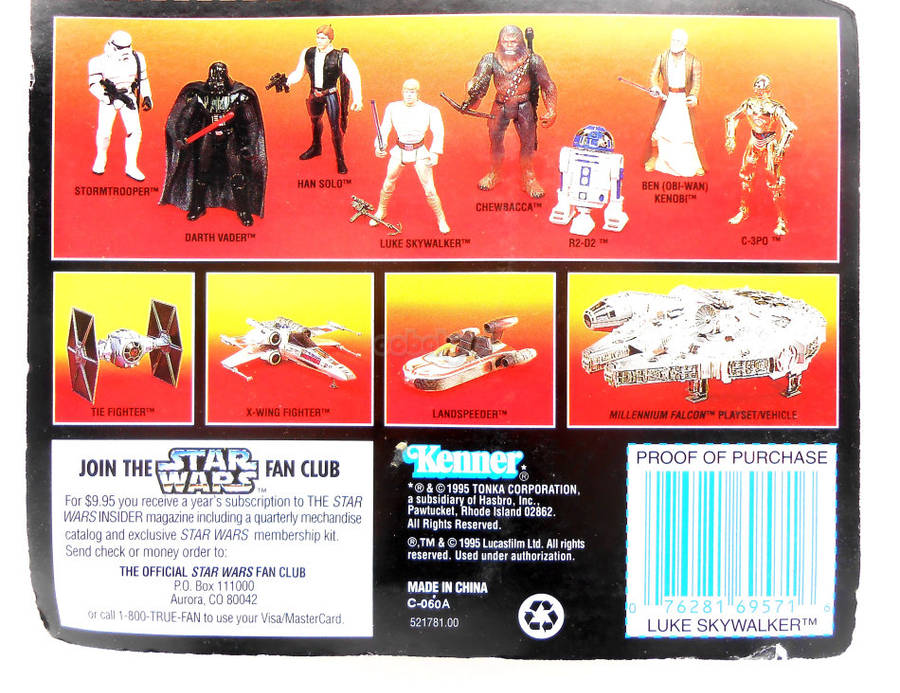 Star Wars / Luke Skywalker with Grappling-Hook Blaster / POTF / 1995 Kenner 3.75" Figure / MOC