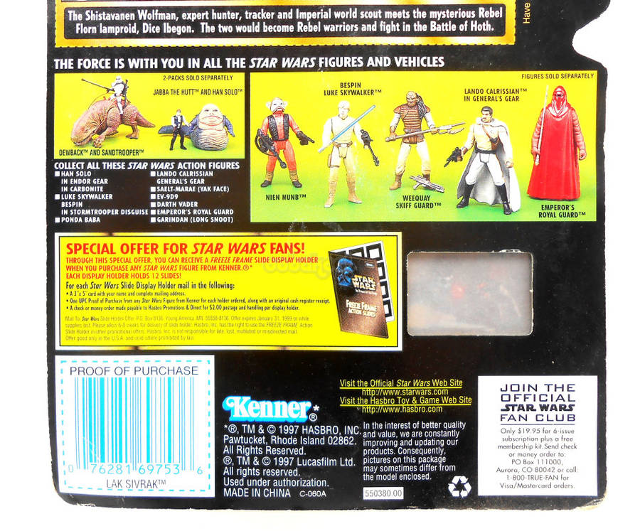 Star Wars / Lak Sivrak / POTF Collection / 1997 Kenner 3.75" Action Figure / MOC
