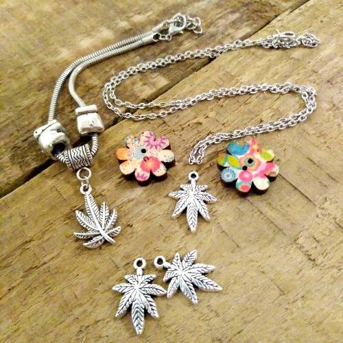 CLEARANCE SALE | 6 Piece CBD Cannabis Healing Leaf  Charm With Chain Necklace and More...