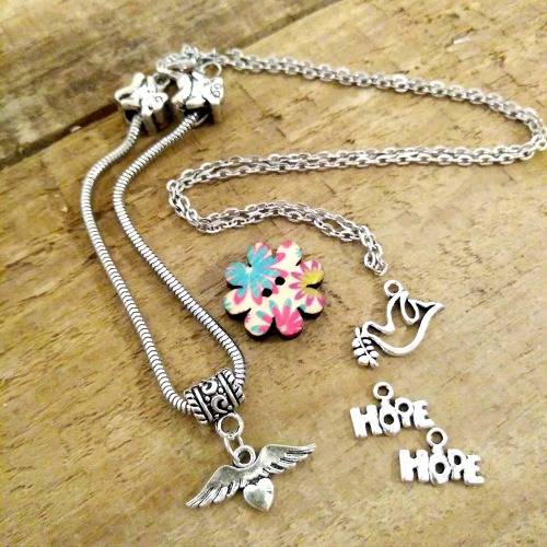 CLEARANCE SALE | 6 Piece Peace Dove + Hope Charms +Love Wings Heart Bracelet + Retro...