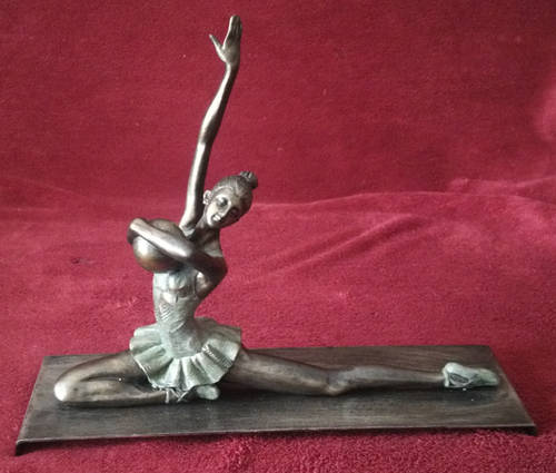 JADE GYMNAST WITH BALL AND METAL BASE