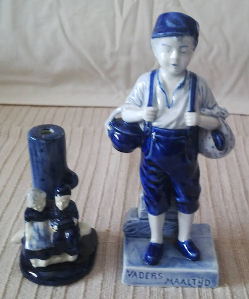 ONE DELFT FIGURINE & ONE OTHER FIGURINE