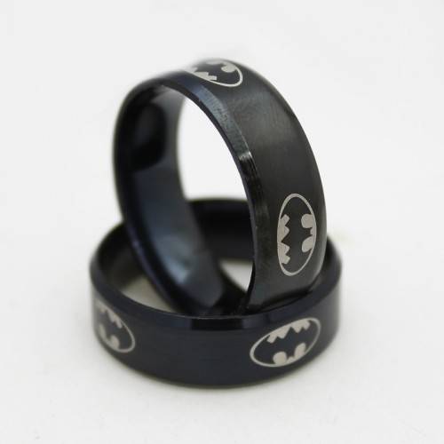 Stainless Steel Black Batman Ring Size: -9 | T